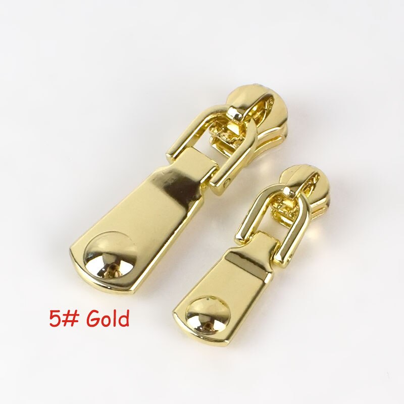 Deslizadores de cremallera de bloqueo de resorte 5 uds 3 #5 # para cremalleras de Metal, extractor de cuerpo de cremallera de , Kit de reparación de cremallera, accesorios de ropa DIY: No3Lightgold
