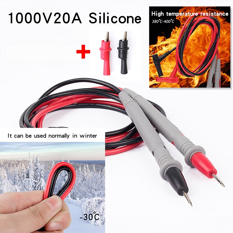 1 pair Soft-silicone-wire Digital Multimeter Probe Needle-tip Universal test leads with Alligator clip For LED tester Multimetro: The second Set