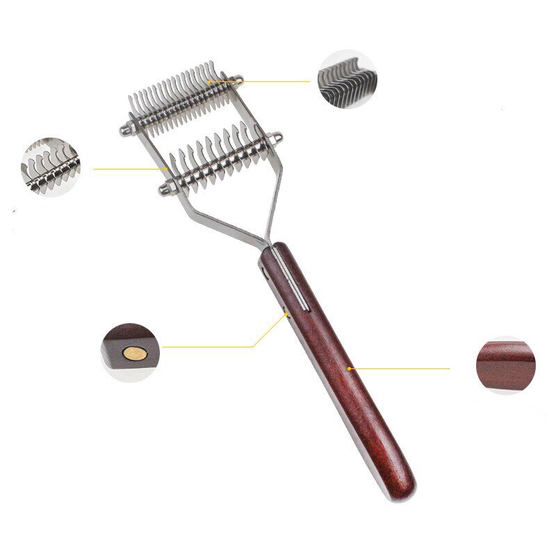 MTL-cepillo para perros y gatos, herramienta de desbarbado para el cuidado de mascotas, cepillos eliminación de pelo, rastrillo de Metal, cuidado de perros