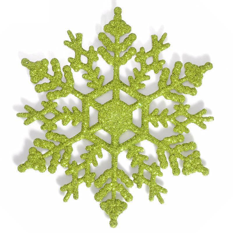 Kerst Sneeuwvlok Kerstboom Ornament Hanger 6 Stks/set Van Flash Plastic Poedervorm Sneeuwvlok Kerstboom Hanger