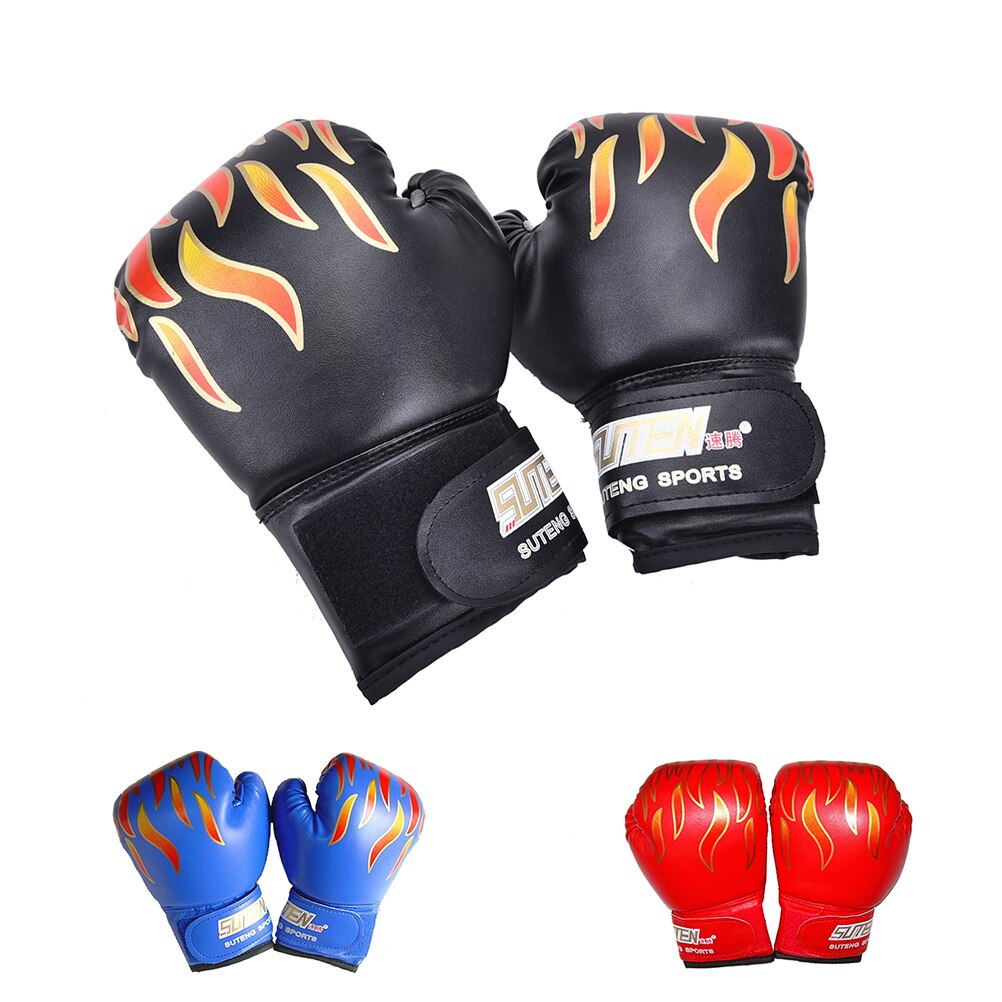 1 par PU niños de dibujos animados niño Sparring guantes de Kick Boxing de rojo Age5-12 negro/rojo/azul