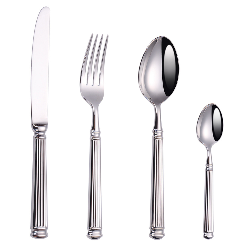 Couverts de luxe en acier inoxydable 18/10, vaisselle en argent, couteau cuillère fourchette couverts de cuisine lavable au lave-vaisselle 4 pièces: Default Title