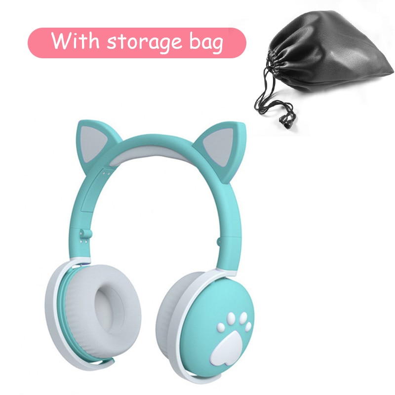 Draadloze headhand gamer roze kattenoor bluetooth 5.0 fone de ouvid schattige  ps4 telefoon pc met microfoon 3.5mm gaming telefoon  ps4 overear gamer: Blauw