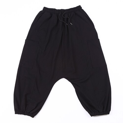 Pantalones bombachos negros de estilo japonés para hombre, pantalón informal, holgado, de pierna ancha, Punk, gótico: Default Title