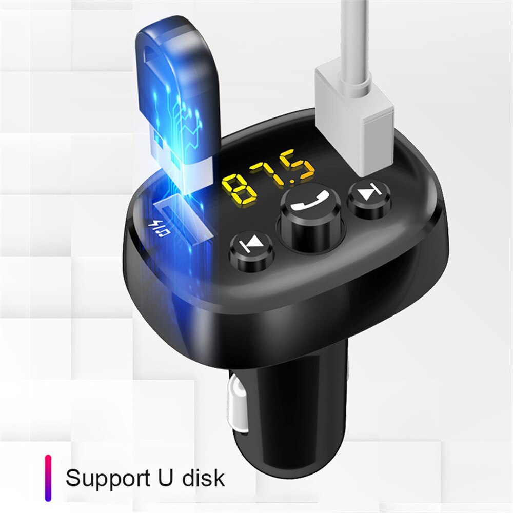 Kit de reproductor Mp3 para coche, manos libres, Bluetooth 5,0, transmisor Fm 3.1A, cargador rápido Usb Dual, compatible con disco U, modulador de música y reproducción de Fm
