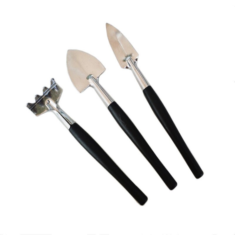 Blue Stainless Steel Gardening Tool Portable Balcony Home-grown Mini Digging Suits Shovel Rake Garden Combination Tool 3PCS /Set: Black 3PCS