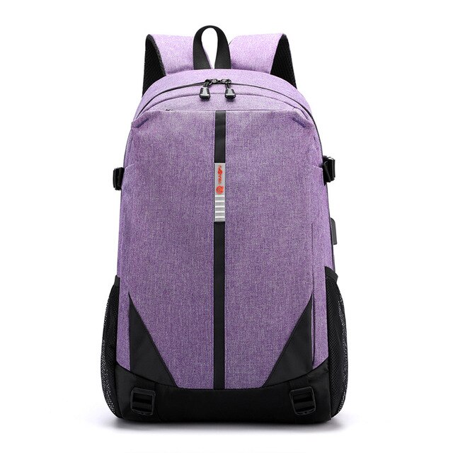 Chuwanglin casual masculino mochila saco de viagem mochilas carregamento usb sacos para portátil mochila casual daypack saco f703001: Lavanda