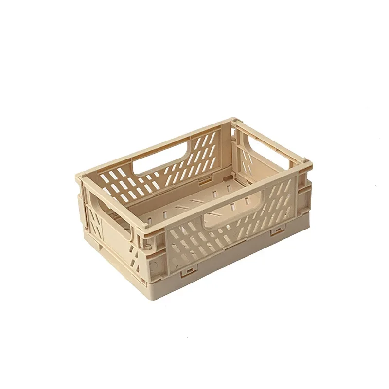 Plastic Foldable Storage Crate Folding Box Basket Stackable Cute Makeup Jewellery Toys Boxes for Storage Box Organizer Portable: S / Blue