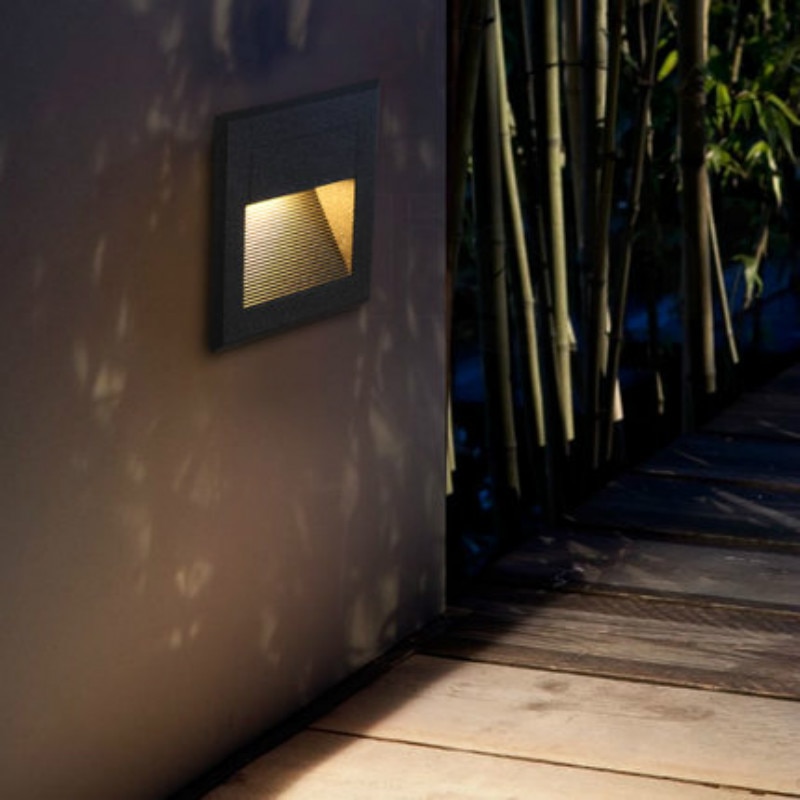 modern led step light waterproof outdoor stair lighting aluminum black square floor wall recessed corner lights fixture