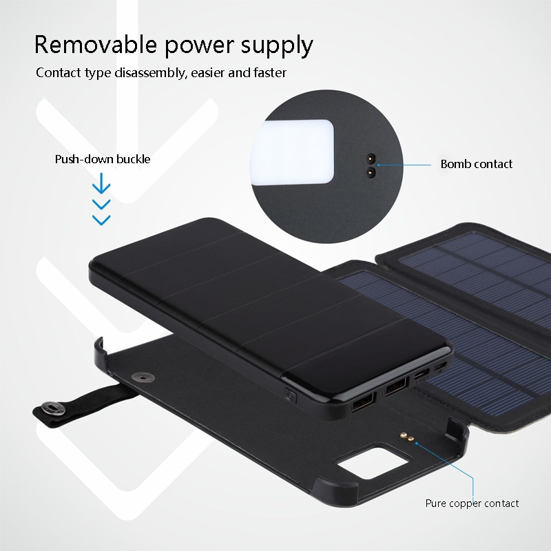 Cargador solar plegable, Banco de energía, panel Solar, batería sunpower de 30000mah, células solares para exteriores, paquete de batería solar externa