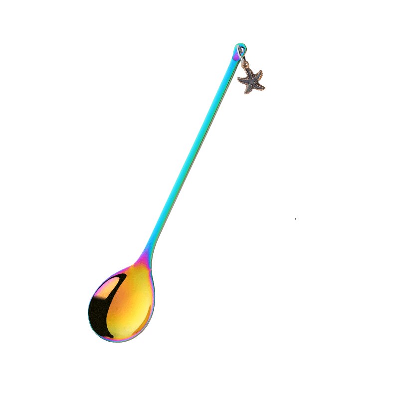 Bunte Edelstahl Kleine Kaffee Löffel Rühren Regenbogen Löffel Schöne Ohrring Abendessen Löffel Griff Teelöffel Küche Geschirr: rainbow / coffee spoon 12.1cm