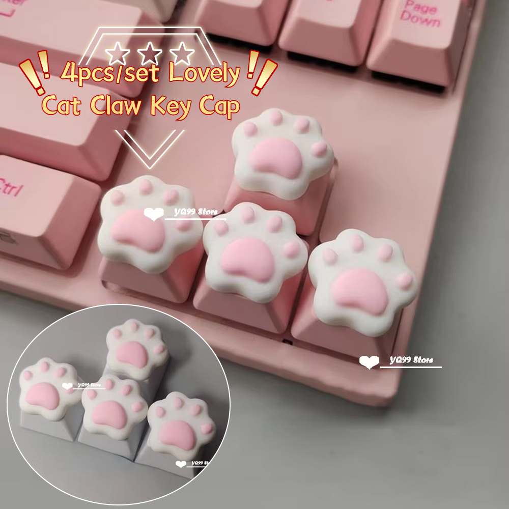 4 teile/satz SchöNe Katze Klaue Schlüssel Kappe Persönlichkeit Katze Pfote Tastenkappen für Mechanische Tastatur R4 Pfeil Tasten Rosa Nette DIY Tastenkappen