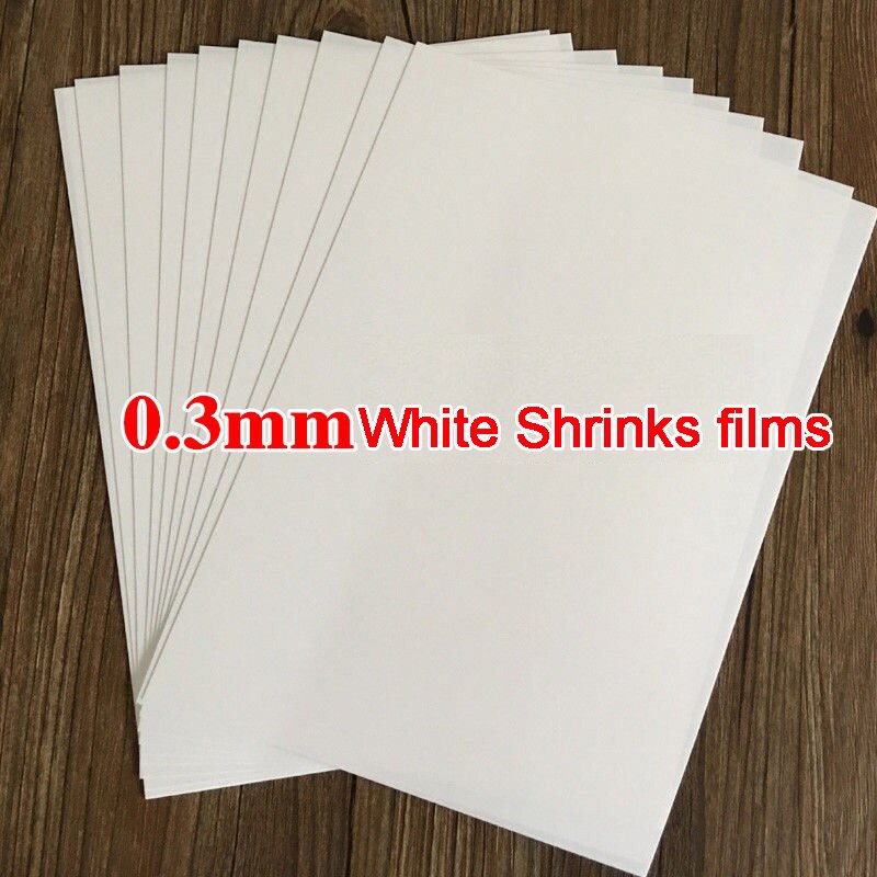 10 stk  a4 inkjet-udskrivning krymper film plastfolie diy dekoration udskrivbare krympefilm 0.3mm tykkelse