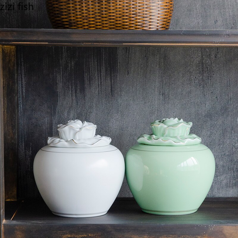 Large Tea Tin Ceramic Airtight Jar Tea Caddy Moisture-proof Tea Box Tea Container Tea Organizer Storage Tank Storage Box Tea Can