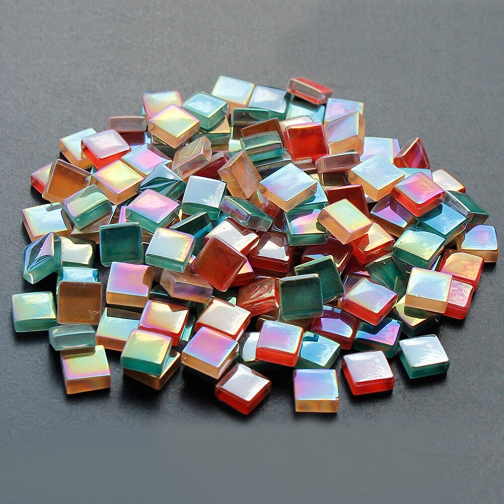 450pcs/lot 1cm Square Cystal Glass Mosaic Tiles Mosaic Stones DIY Hobbies for Children Kids Handmade Art Materials Multi Color