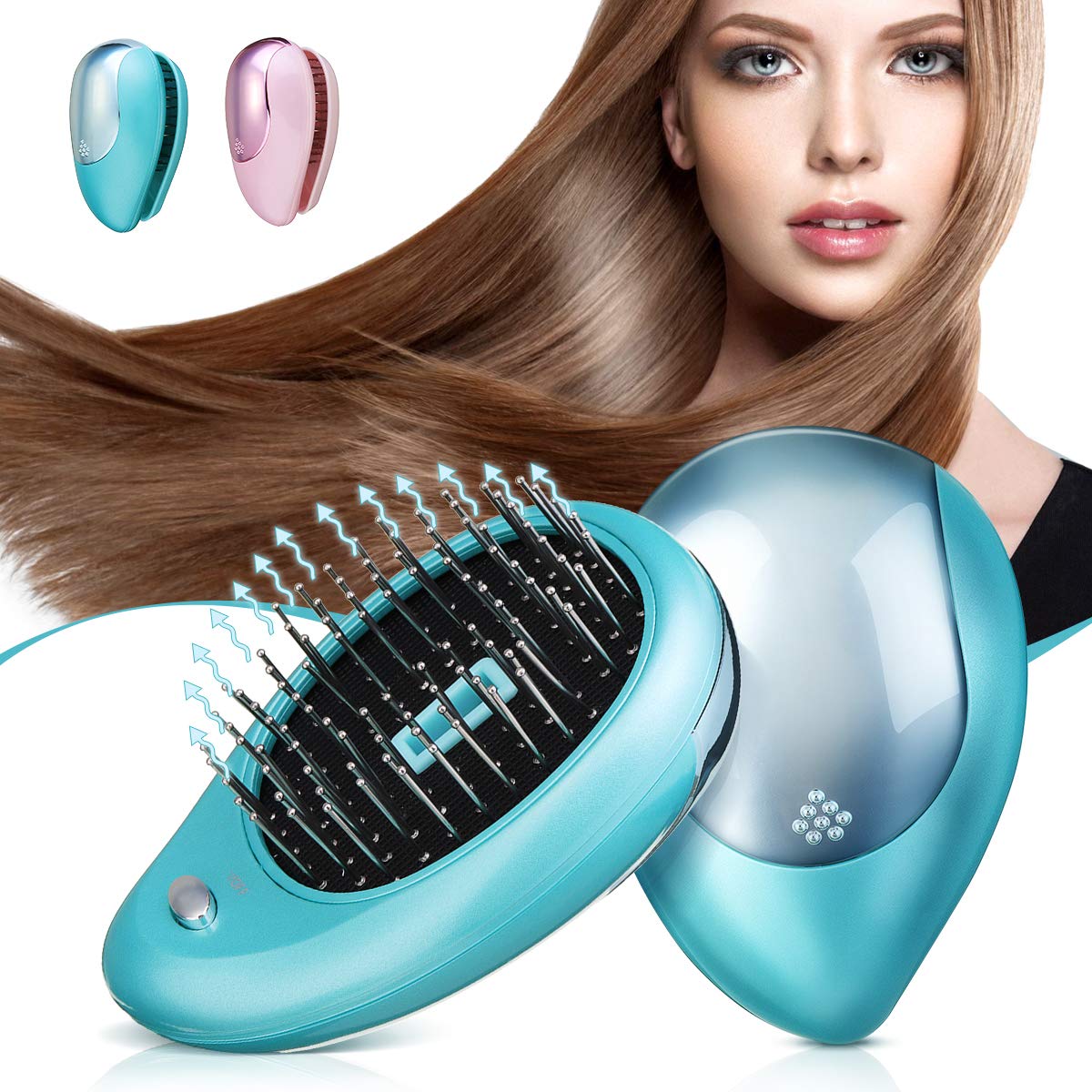 Elektrisk jonisk hårborste mini hårborste kam massager vibration hår hårbotten massager borste antistatisk jonisk hårborste