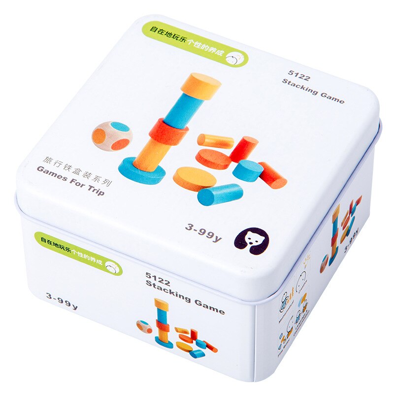 Viaggio Scatola di Latta Modello di Puzzle Del Bambino Di Legno Di Puzzle Colorato Tangram Giocattolo Per Bambini Educazione Montessori di Smistamento Giochi Giocattoli del Regalo Dei Bambini: A8