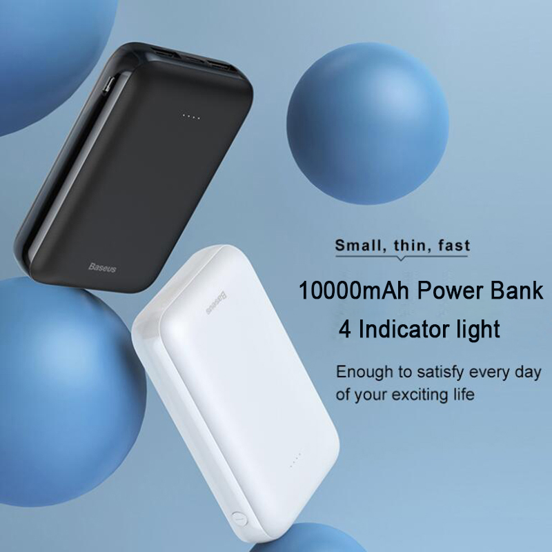 Baseus 10000mAh Power Bank For iPhone 6 6s 7 7s 8S amsung Huawei Xiaomi Power Bank Travel Charger Powerbank With Usb Cable 1m