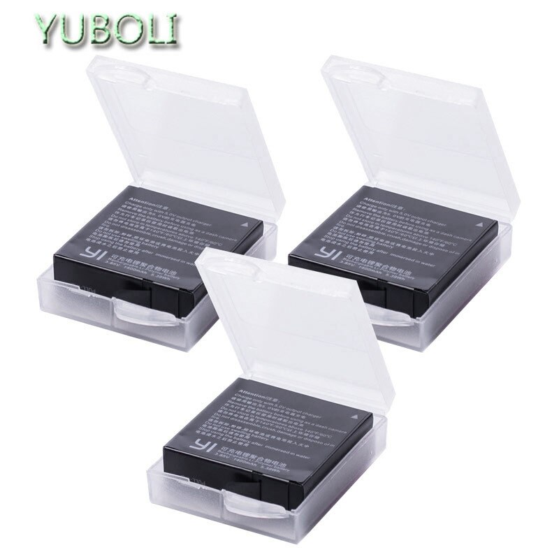 Xiaomi Yi-Batería de 1400mAh + cargador USB de 3 vías para yi, Xiaomi Yi, cámara de acción, versión internacional: 3 batteries