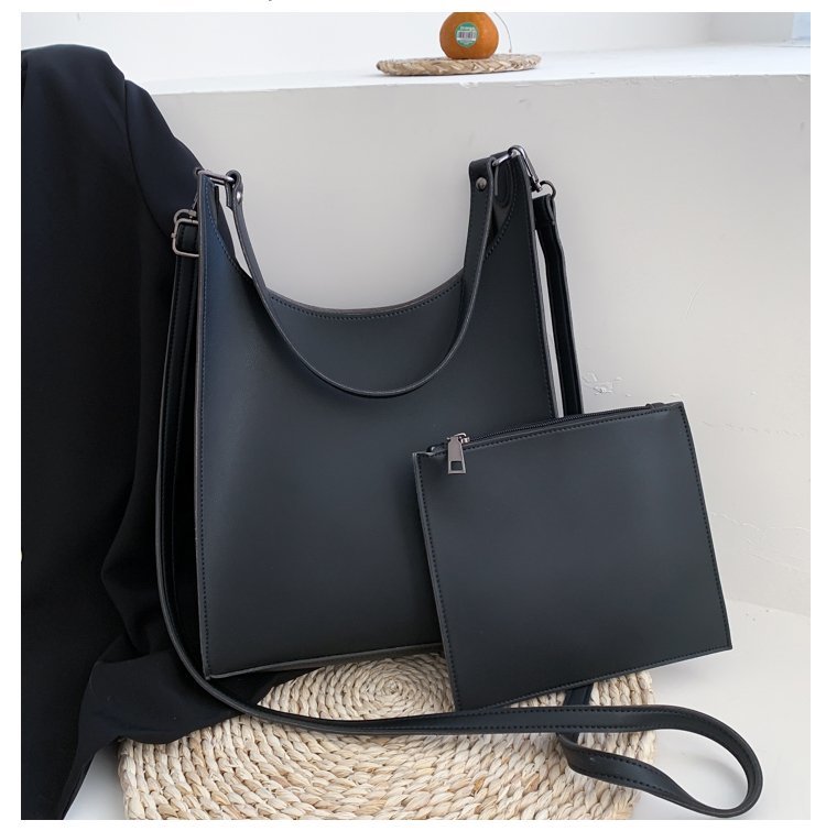 Vrouwen Simple Pu Zak, Grote Capaciteit Out-Deur Zak, cross-Body Tas Voor Ladiesgenuine Vrouwen Tas, Vrouwen Tas Met 2 Comp: black