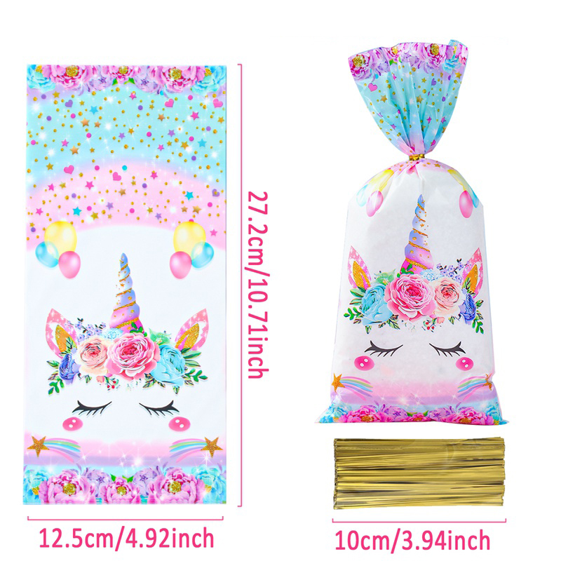 Bolsas de unicornio para dulces, 25/50/100 piezas, embalaje de , decoración de de cumpleaños, bolsa de para niña, suministros de cumpleaños para Baby Shower: Color zafiro profundo / 9.5x9.5x11 cm