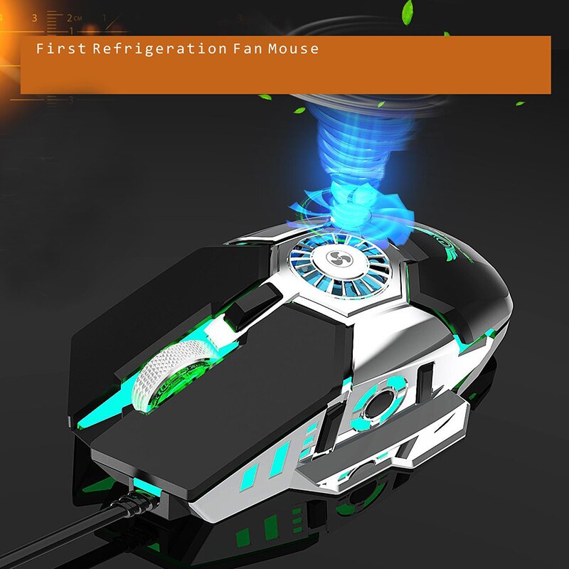 SeenDa Profession Wired Gaming Mouse RGB 7 Buttons 6400 DPI USB Computer Mouse Gamer Mice with Cooling Fan Gaming Mouse