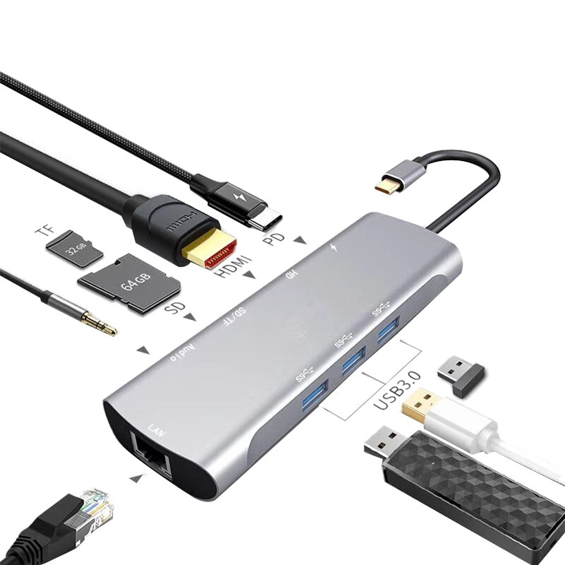 Type-C Gigabit Poort/Hdmi Negen-In-een Hub Extension Dock