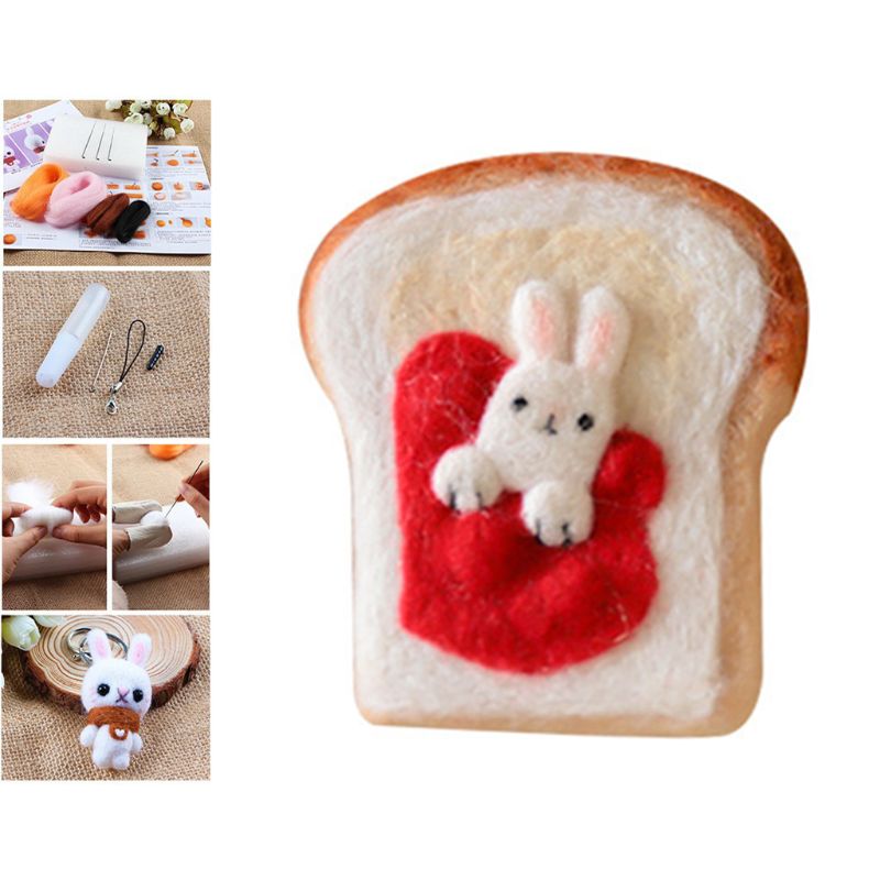 Pan de la torta de lana manualidad de fieltro DIY inacabado pinchado Kit para manualidades Material bolsa de paquete de M0XD: 4