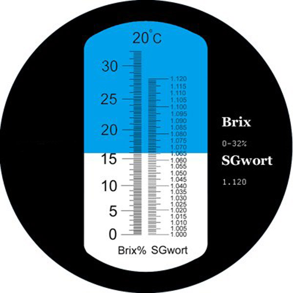 Refraktometer ølurt vin brix refraktometer atc  sg 1.000-1.120 & brix 0-32%,  refraktometer sukker vin øl frugt