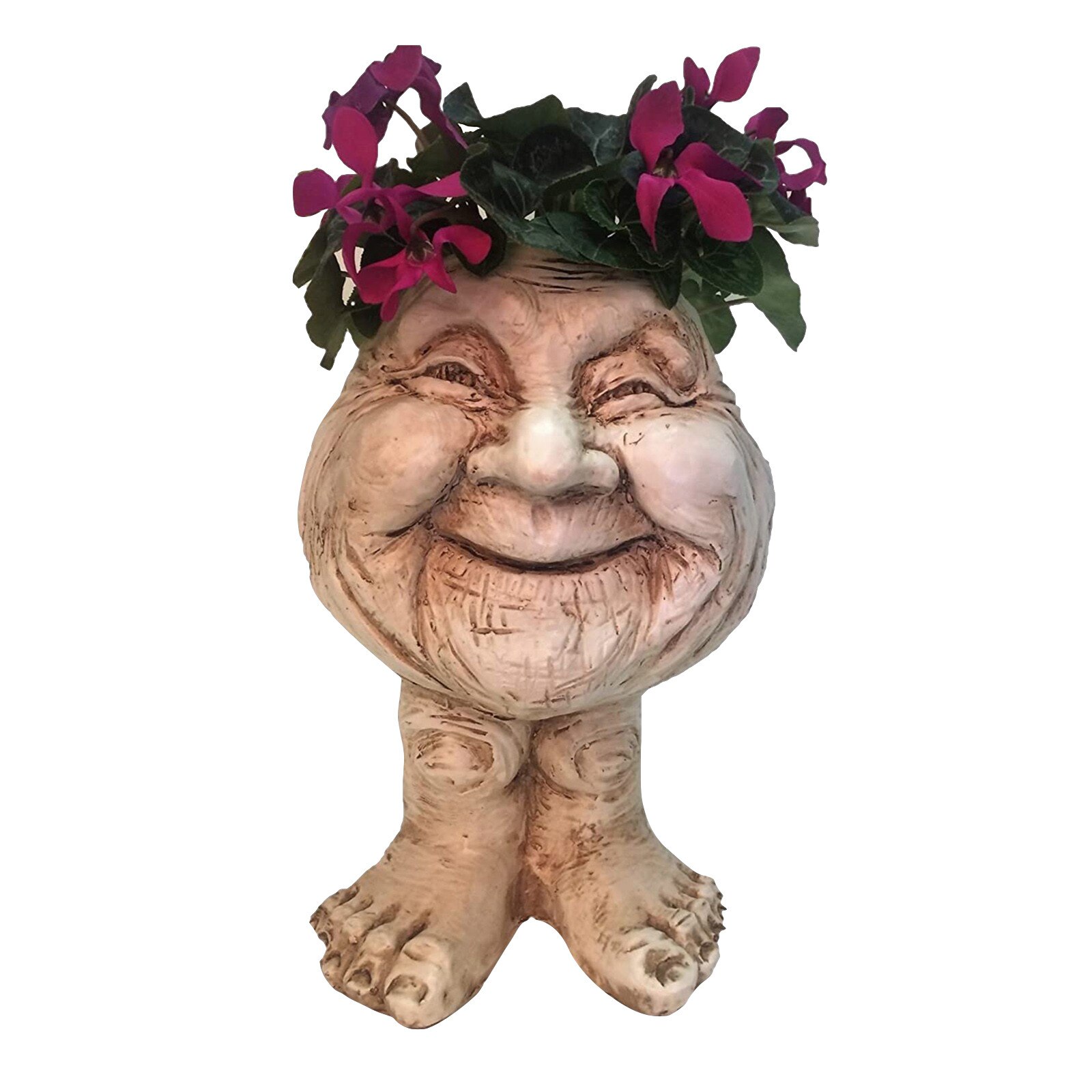 Muggly De Gezicht Tuin Standbeeld Planter Outdoor Tuin Homestyles Antiek Wit Grumpys & Granny De Muggly Gezicht Standbeeld Planter