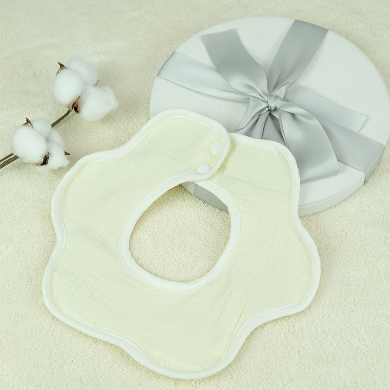 Baby Petal Bib Newborn Absorbent Cotton Saliva Towel Infant Boy Girl Feeding Burp Cloth Bandana Scarf Toddler 360 Rotate Bibs: YELLOW
