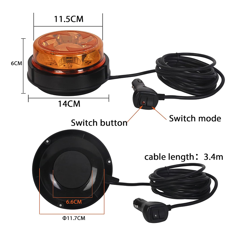 Yuanjoy 12/24 V LED-Blitzleuchte, magnetische Notfall-Sicherheitswarnleuchten für Anhänger, gelbe Verkehrsanzeigeleuchten