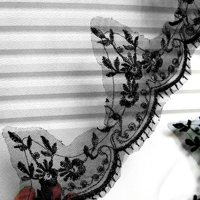 Mantilla de capa única para mujer y niña, velo negro para boda, bordado de pestañas, adorno de encaje Floral, disfraz de Cosplay de Halloween