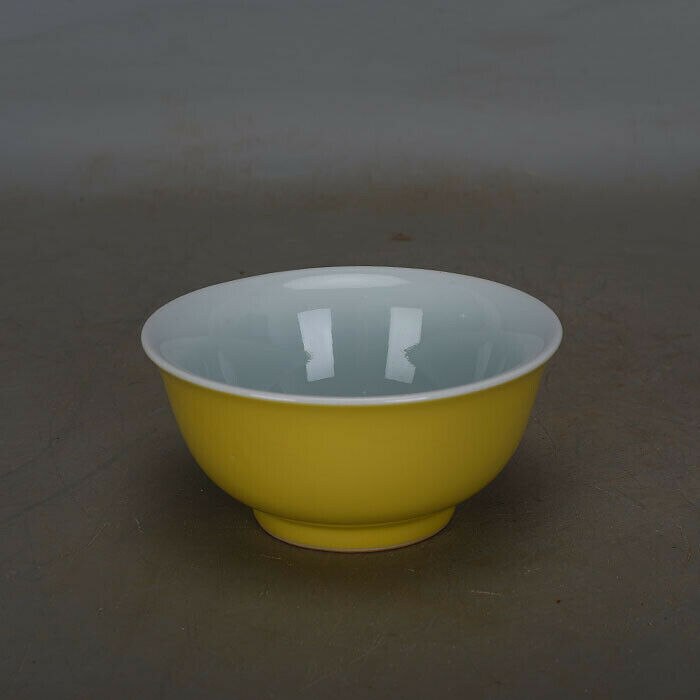 Chinese Jingdezhen Porcelain Yellow Glaze Bowl 4.4 inch