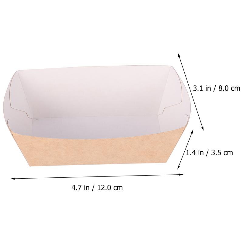 100/50Pcs Disposable Paper Food Serving Tray Kraft Paper Take-Out Boat Shape Snack Open Box French Fries Chicken Storage Tray: 100Pcs 12x8x3.5cm
