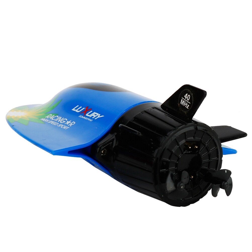 Mini radio fjernbetjening rc ubåd skib legetøj cool vandlegetøj 27 mhz 2.4v rc ubåd (hvid og blå)