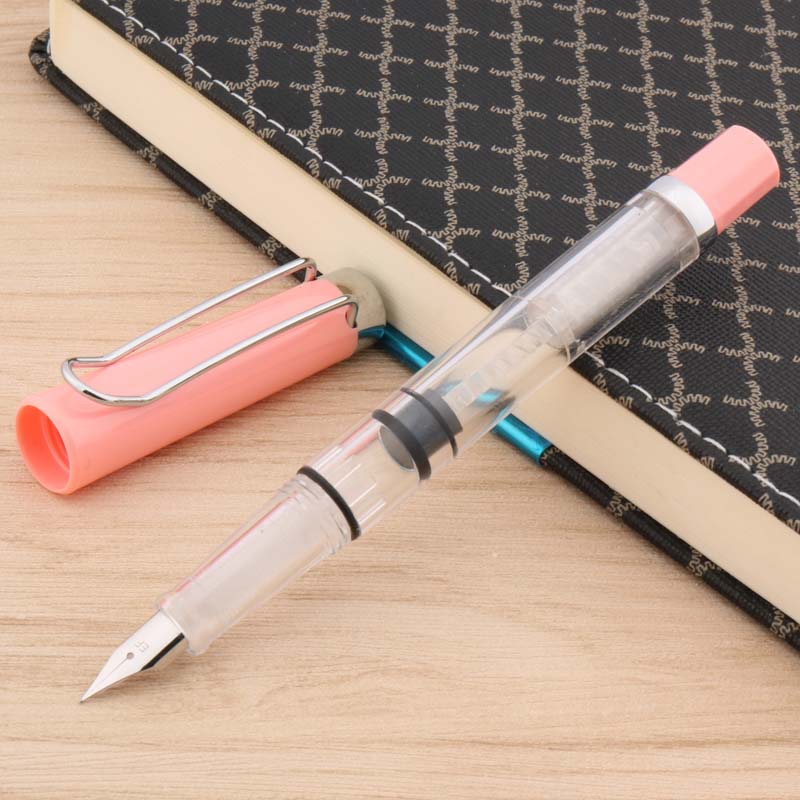 Lightweight Fountain Pen piston High capacity pen style School Student Office Stationery: pink