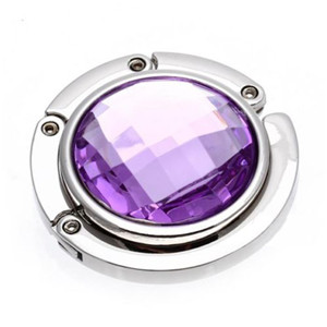 1 Piece Folded Handbag Bag Hook Hanger Holder Alloy Crystal Rhinestone Bag Holders Accessories 10 Colors: purple