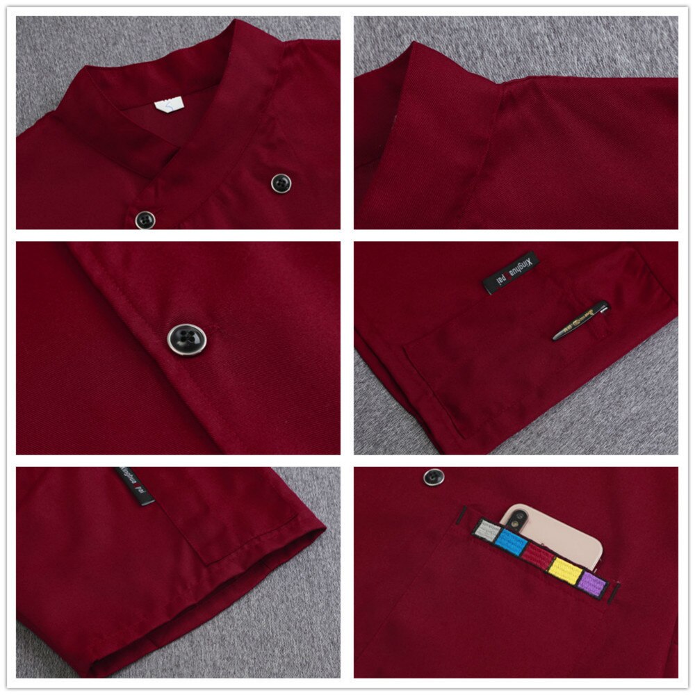 Chef Jacket Waiter Uniform Summer Kitchen Hotel Canteen Dessert Coffee Bakery Barbershop Work Clothes Free Scarf