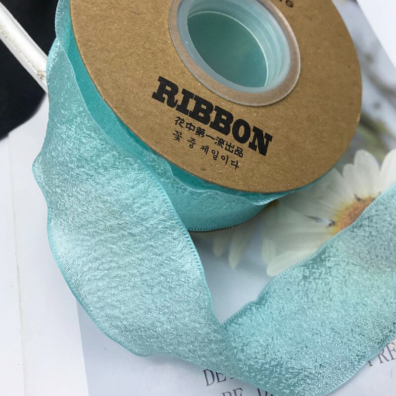 Cinta de gasa arrugada de 25 yardas y 40mm, Material para tocados Diy, para Tartas, flores estilo Bandage, accesorios de decoración de ropa: tiffany green