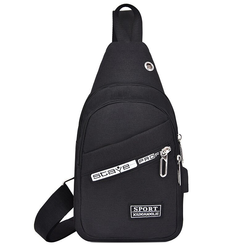 Male Shoulder Bags USB Charging Crossbody Bags Multifunctional Canvas Theft Chest Bags Short Trip Messengers Bag