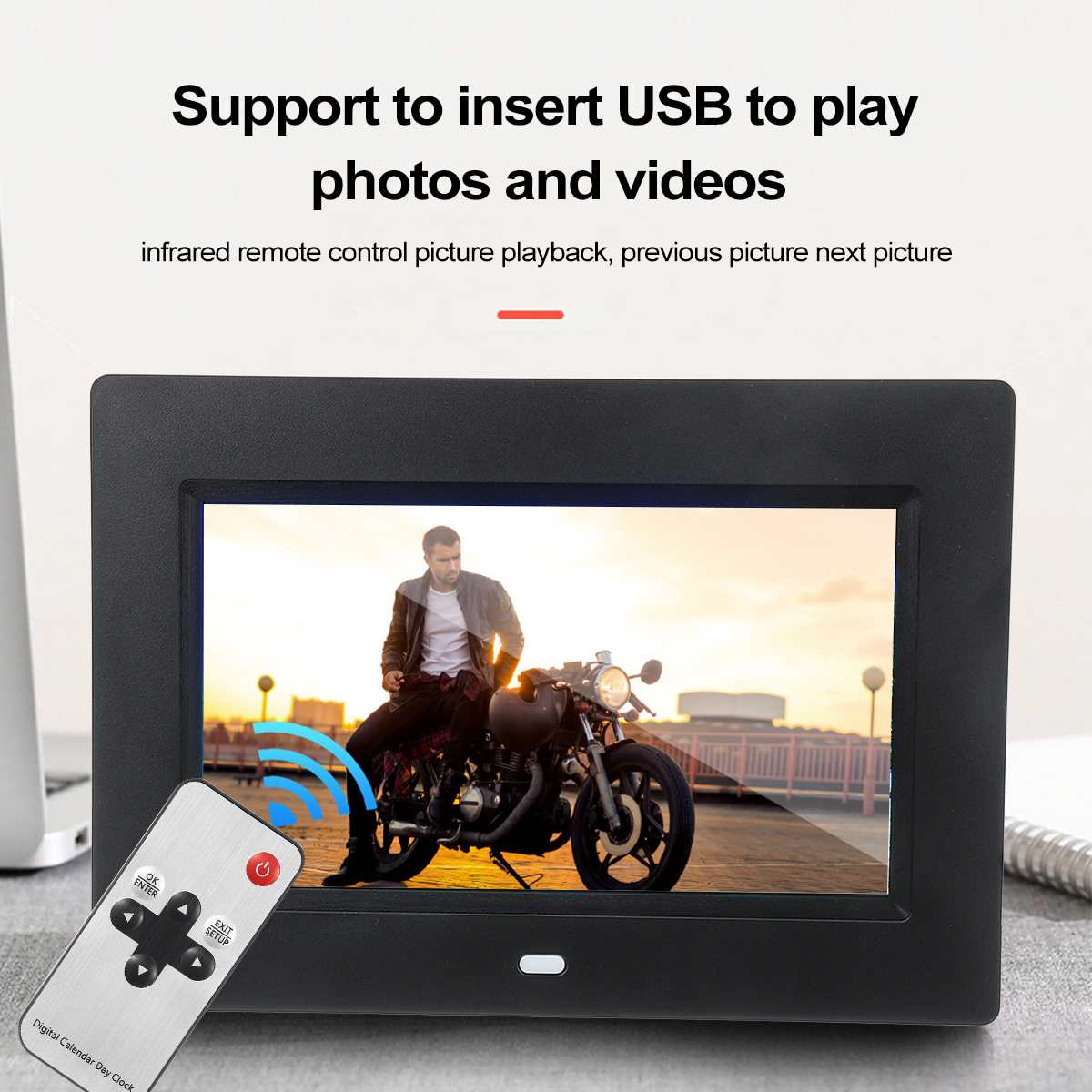 1024 * 600 WiFi 7Inch Digital Picture Frame 1024X600 Medication Reminder infrared Control Smart Photo Frame EU US Plug