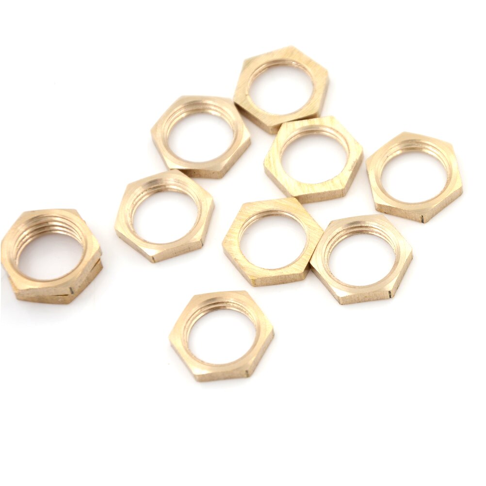 10Pcs 1/4" BSP Female Thread Brass Hex Lock Nuts Pipe Fitting