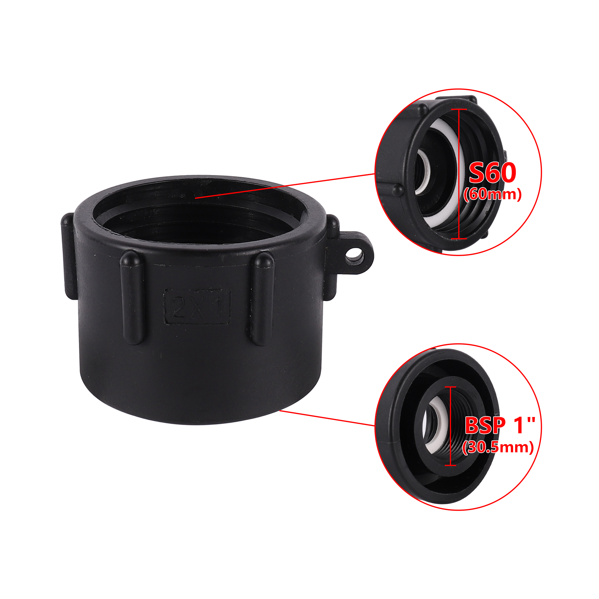 IBC Adapter Connector Fine Thread 1" 1.5" 2"Inch To Coarse Thread S60x6 Container Tank Home Gardening Irrigation Accessories 1Pc: Brown