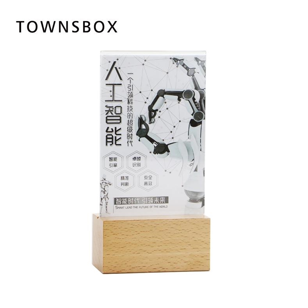 Houten Blok Frame A6 Acryl Frame Menu Kaarthouder Stand Tafel Voedsel Fotolijst Prijskaartje Display Bureau Teken Houder card Stand