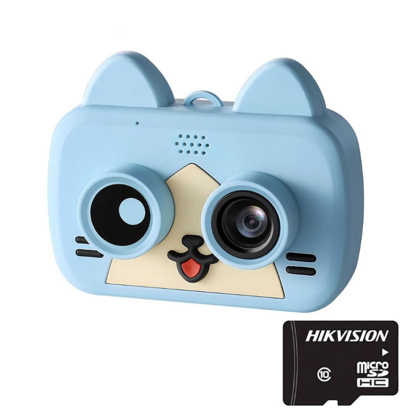 Cámara ultra-mini inteligente para niños IPS 1080P HD cámara Digital impermeable para niños 1200W cámara de dibujos animados de 2 pulgadas soporte WiFi tarjeta TF: blue 8G