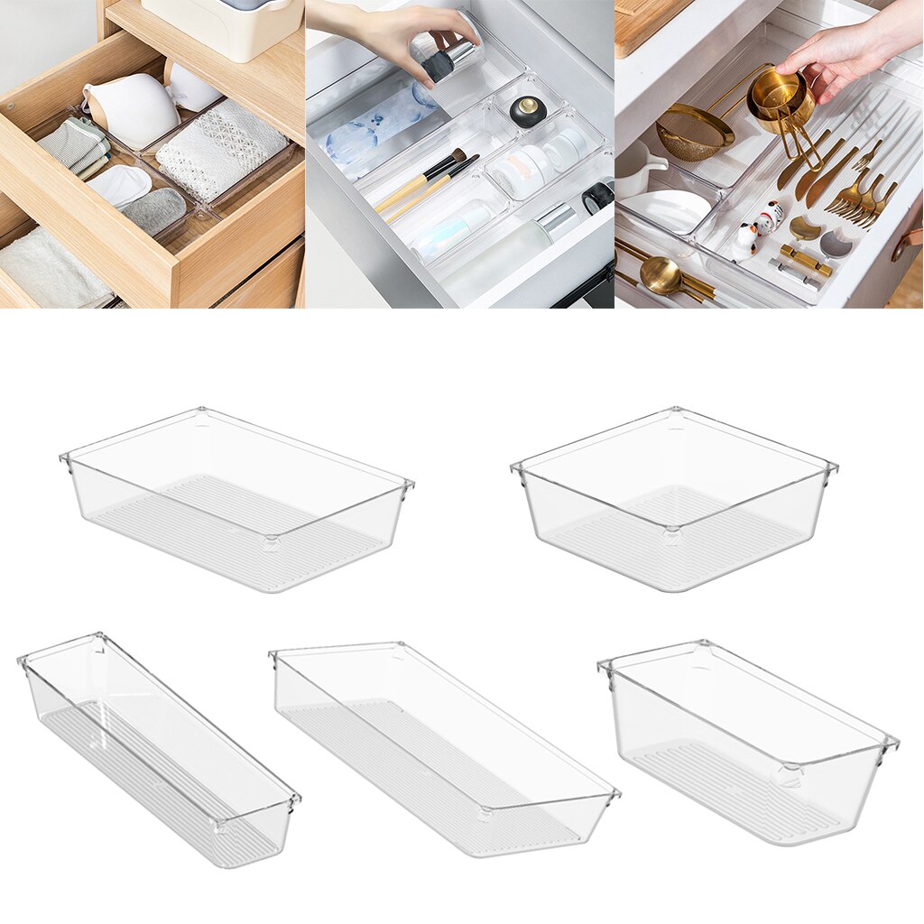 Plastic Stackable Drawer Organizer Cabinet Makeup Stationery Divider Storage