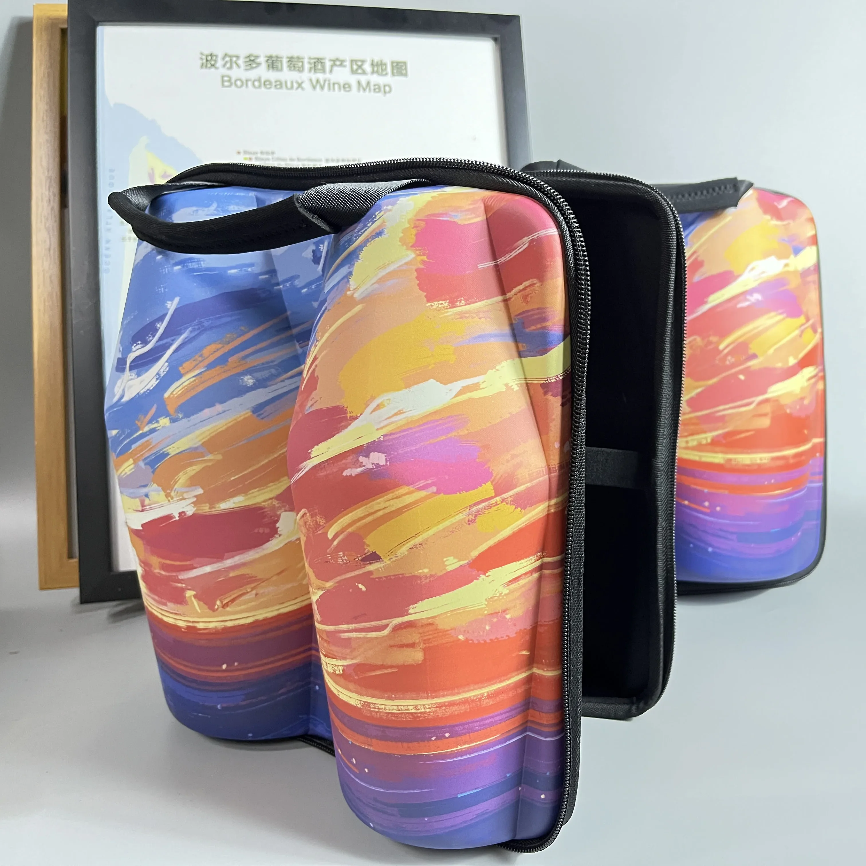 Estojo portátil para vidro de vinho, à prova d'água, portátil, proteção rígida, estojo de transporte para copos de vinho