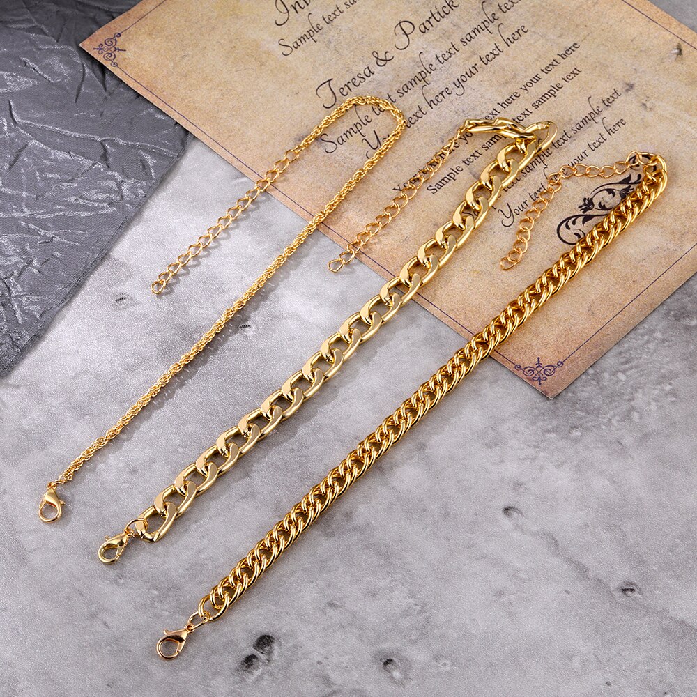 IPARAM-tobilleras de cadena trenzada Vintage bohemio dorado para mujer, conjunto de tobilleras de pierna con cadena gruesa, joyería para playa