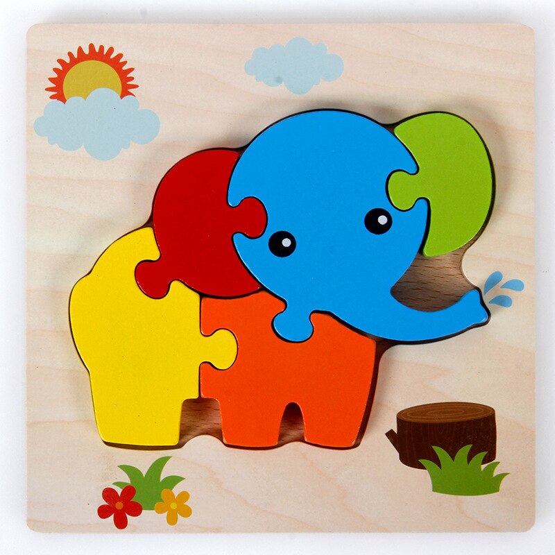 Creativo Per Bambini Puzzle di Legno Prima Infanzia Giocattoli Educativi 3d Puzzle Di Sviluppo di Intelligenza del Giocattolo: Elephant